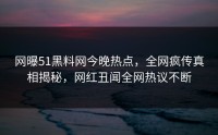 网曝51黑料网今晚热点，全网疯传真相揭秘，网红丑闻全网热议不断