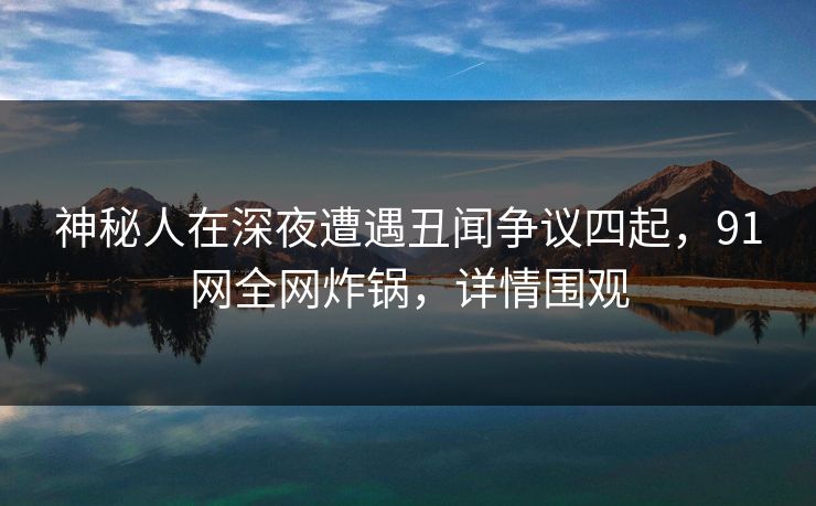 神秘人在深夜遭遇丑闻争议四起，91网全网炸锅，详情围观