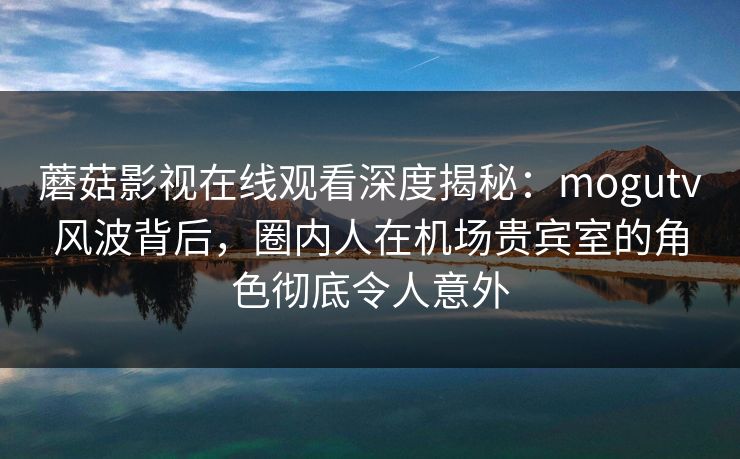蘑菇影视在线观看深度揭秘：mogutv风波背后，圈内人在机场贵宾室的角色彻底令人意外